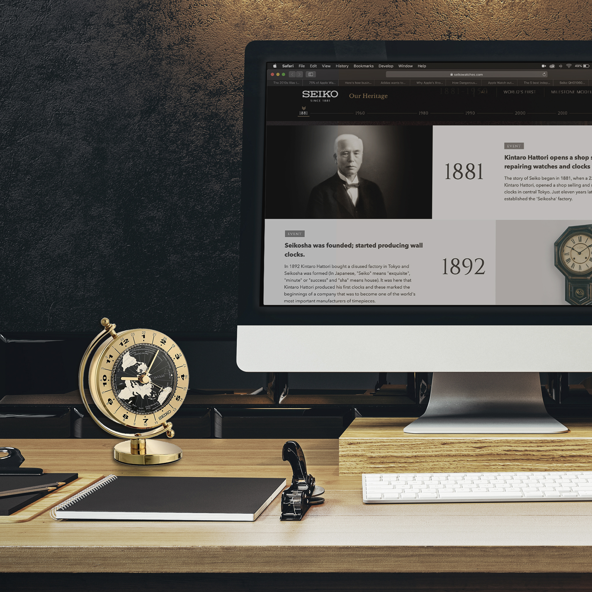 Seiko Golden Globe Desk and Table Clock - Image 6