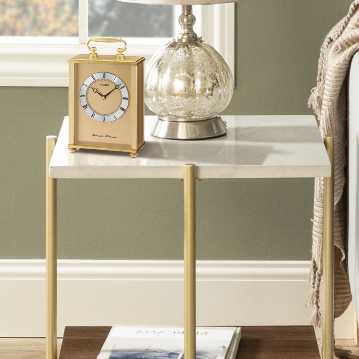 Seiko 10" Tama Desk & Table Clock, Gold - Image 4