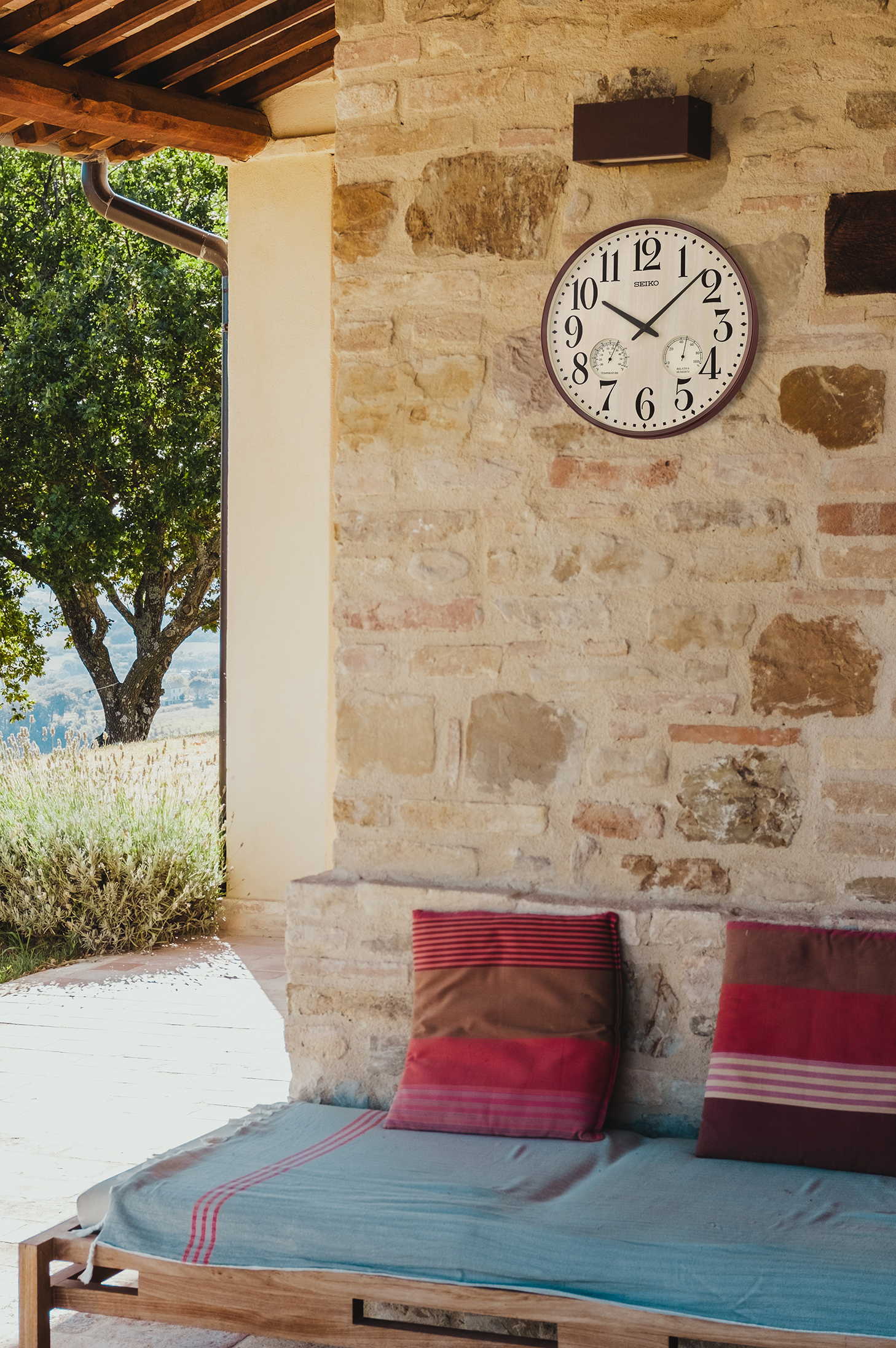 Seiko 17" Iria Thermometer & Hygrometer Wall Clock