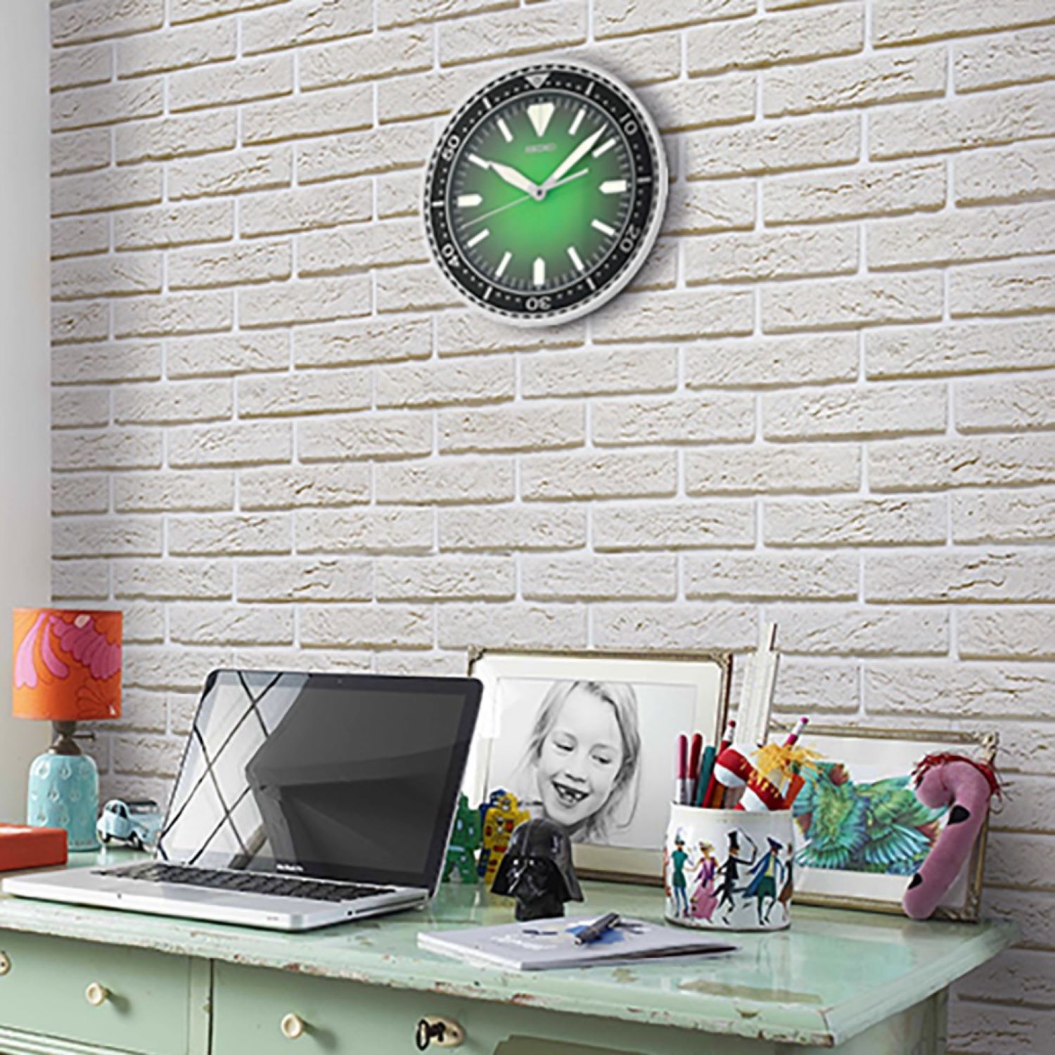 Seiko 12" Watch Dial Wall Clock, Green - Image 4