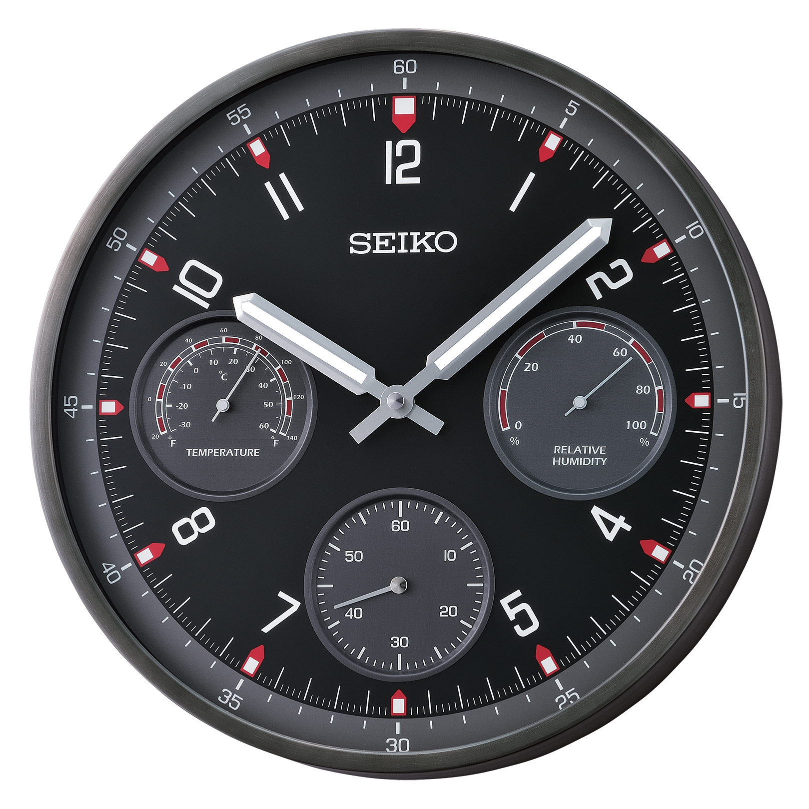 Seiko 13" Shelby Wall Clock, Black - Image 4