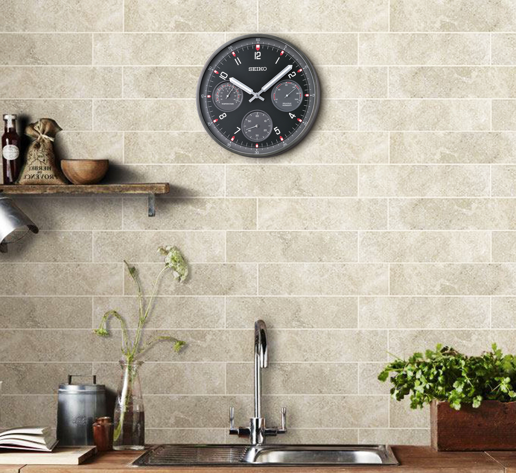 Seiko 13" Shelby Wall Clock, Black - Image 9