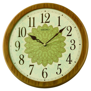 Seiko 12" Mehndi Wall Clock, Light Brown