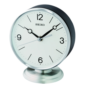 Seiko 5" Braxton Desk Table Clock, Silver & Black