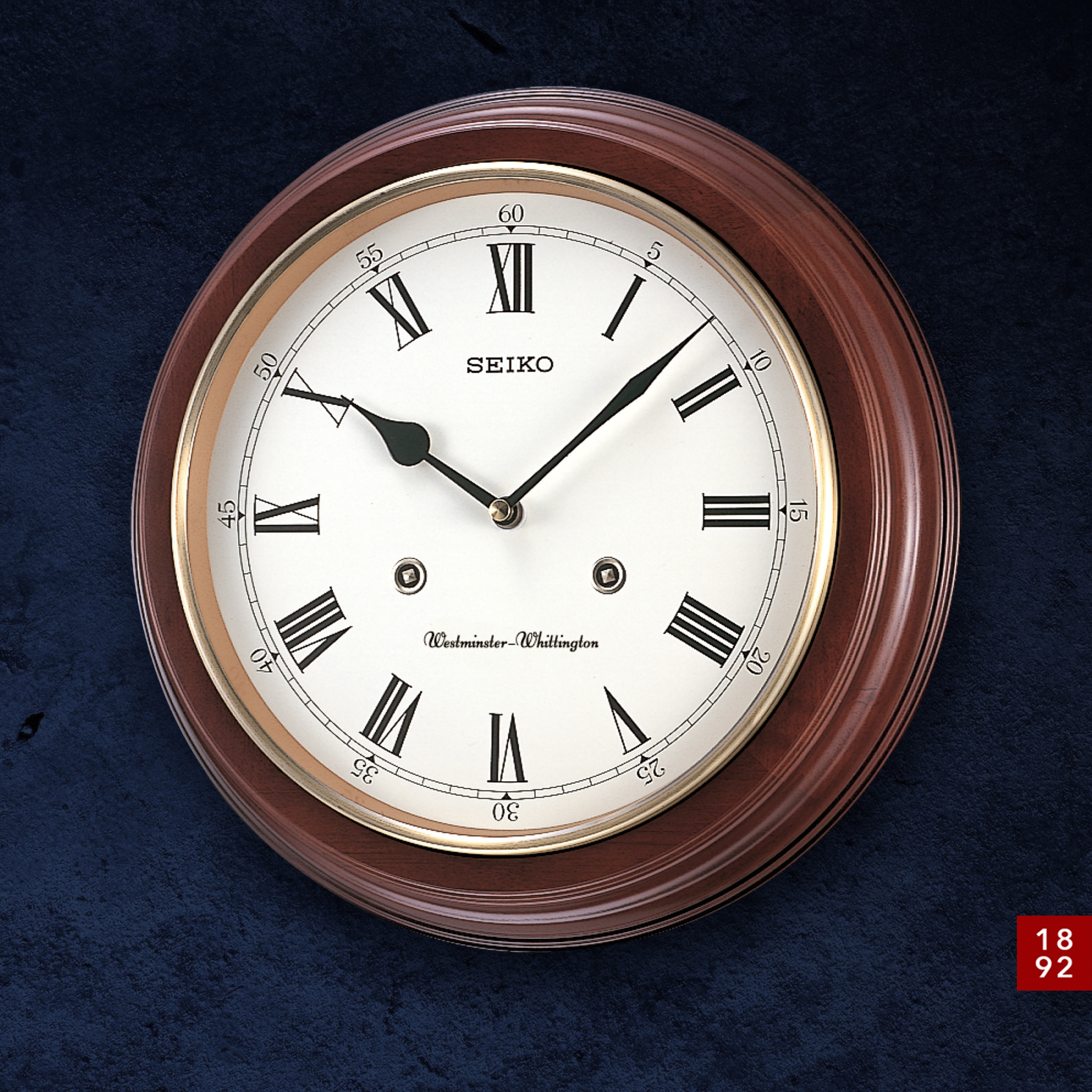 Seiko 12" Round Wooden Grain Finish Wall Clock with Dual Quarter Hour Chimes - Image 6