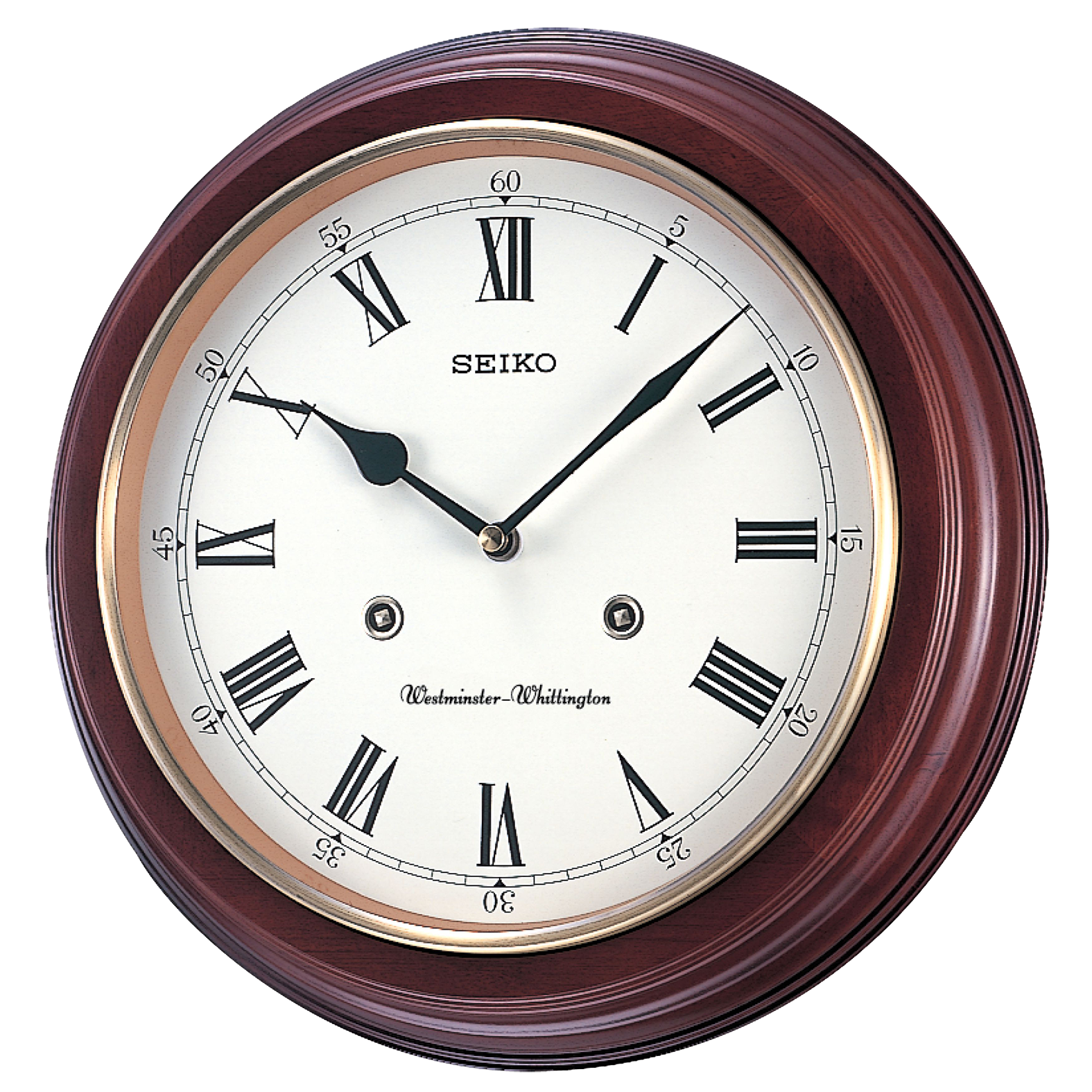 Seiko 12" Round Wooden Grain Finish Wall Clock with Dual Quarter Hour Chimes - Image 2